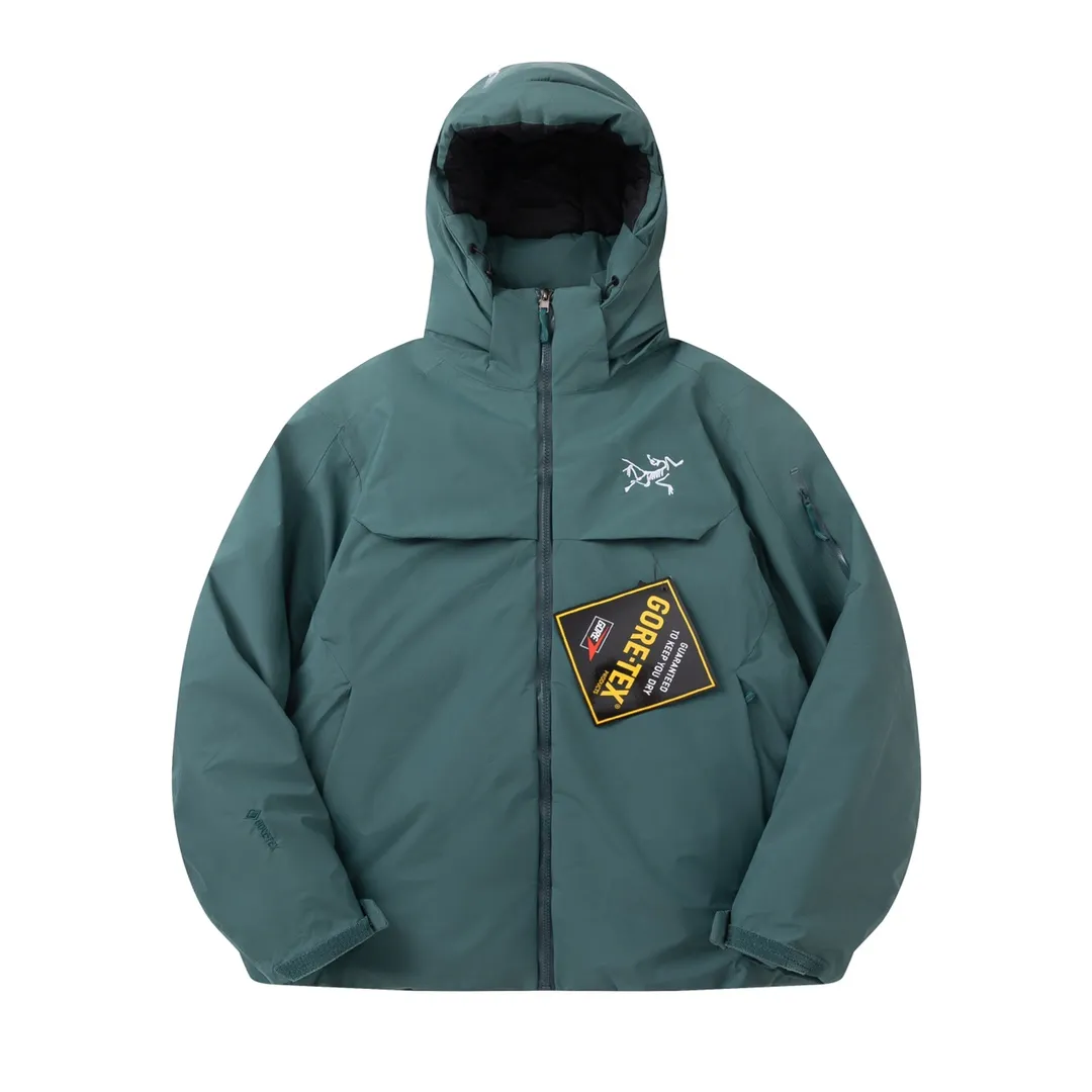 🉑 ARCTERYX/ Macai Jacket Same Style ‘’ ‘’ ！ ， 。 ！！ + ： ✅ ， ， Breathable GORE-TEX 、 、 。 ✅ Drop Hood™M ， Powder Guard™ 。 ✅ ✅100% ( EPTFE ) ， ✅ Ykk ： Premium LOGO Color： ， ，Dark Blue ，Green Size：S M L XL XXL